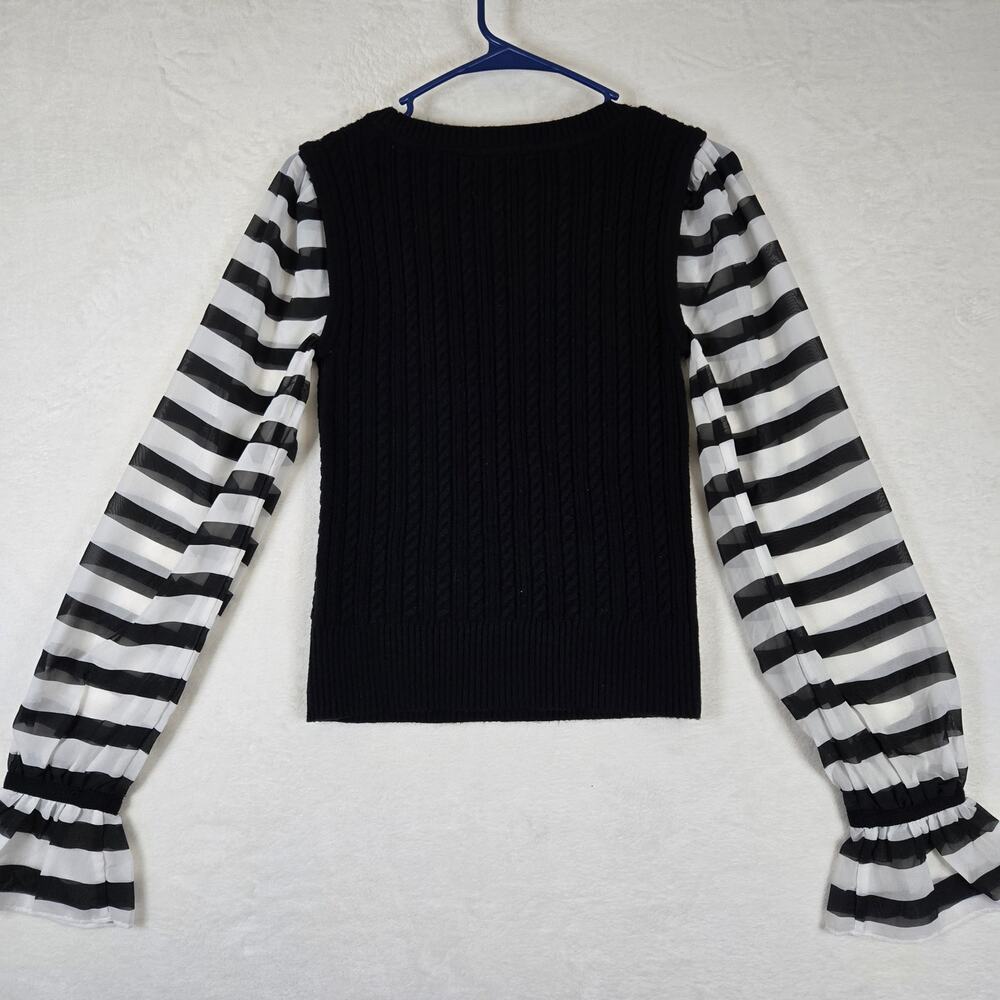 Maeve Anthropologie Contrast Sleeve Sweater Womens XS Sheer Sleeve 0840 - Picture 4 of 12